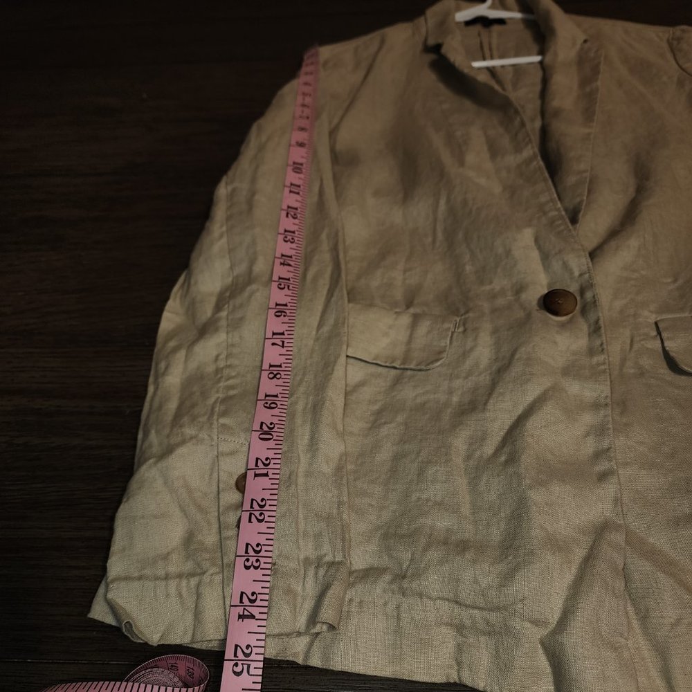 Quince 100% European Linen Blazer NWT Khaki Med - Picture 5 of 9